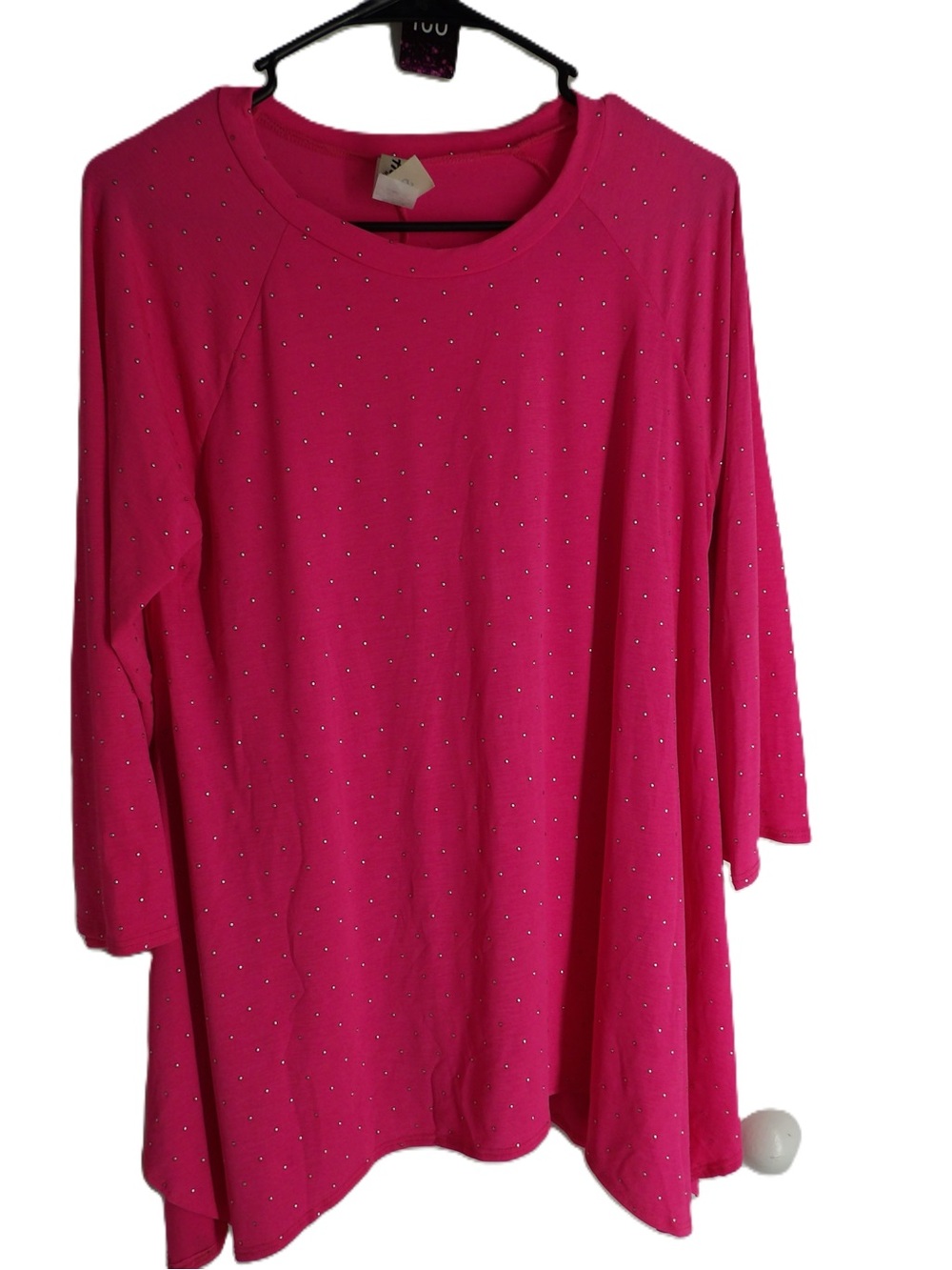 Women’s Hot Pink Long Sleeve Rhinestone Tunic Top